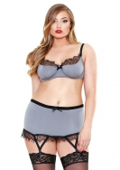 Eyelash Lace Bra Set Gray 3Xl/4Xl