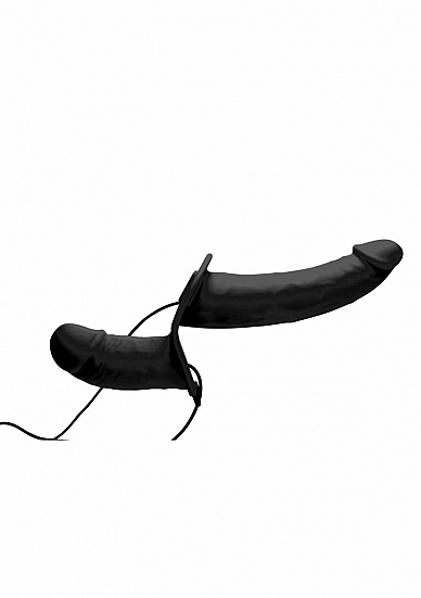 Supreme Pleasure Vibrating Double Ended Dildo w/Harness - Black