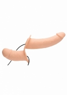 Supreme Pleasure Vibrating Double Ended Dildo w/Harness - Skin