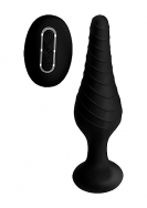Silicone Vibrating Anal Plug with Remote Control - Black