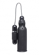 Lightning Stroke Silicone Stroker with Vibrating Bullet - Black