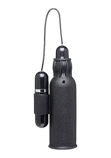 Lightning Stroke Silicone Stroker with Vibrating Bullet - Black