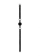 Leather Black and White Mouth Gag with Adjustable Strap