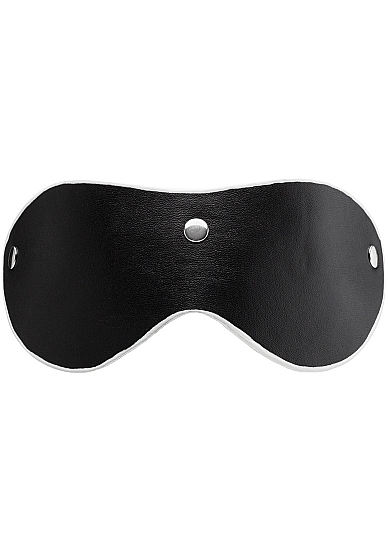 Leather Black and White Eye Mask with Elastic Strap