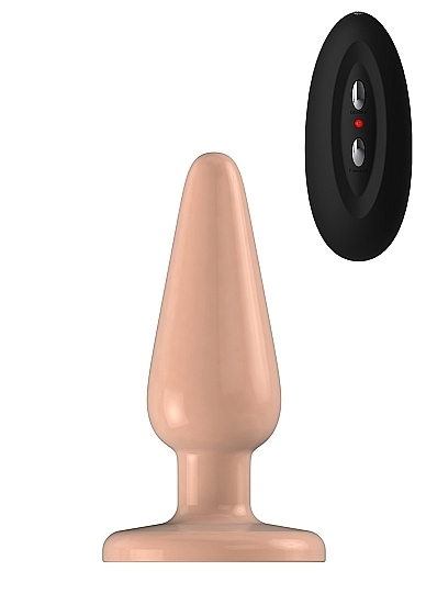 Buttplug - Rubber Vibrating - 5 Inch - Model 1 - Flesh