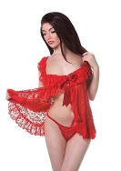 Red Lace Babydoll with Ribbon & String
