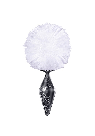 Glass Bunny Tail Butt Plug - Small - Black
