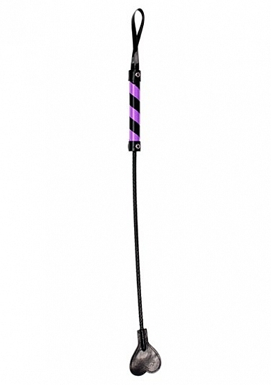 Heart Tipped Crop - PVC - Black / Purple