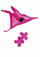 Vibrating Crotchless Panty / Pasties Pink