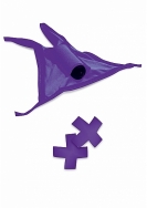 Vibrating Crotchless Panty / Pasties - Purple