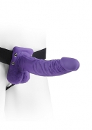 Hollow Strap-On with Balls - 7 Inch - Purple