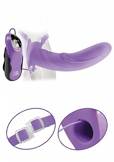 8 Inch Vibrating Hollow Strap-On - Purple