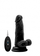 Vibrating Realistic Cock - 6 Inch - With Scrotum - Black