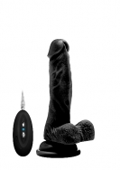 Vibrating Realistic Cock - 7 Inch - With Scrotum - Black