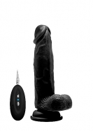 Vibrating Realistic Cock - 8 Inch - With Scrotum - Black