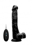 Vibrating Realistic Cock - 10 Inch - With Scrotum - Black