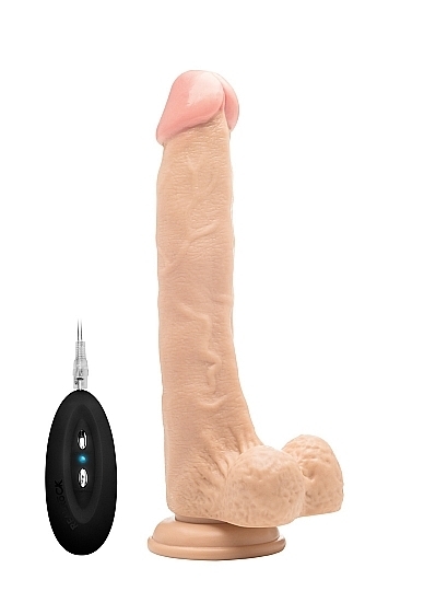 Vibrating Realistic Cock - 10 Inch - With Scrotum - Skin