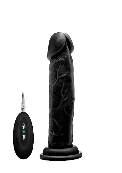 Vibrating Realistic Cock - 8 Inch - Black
