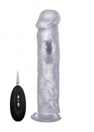 Vibrating Realistic Cock - 11 Inch - Transparent