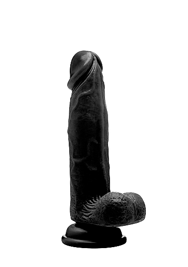 Realistic Cock - 8 Inch - With Scrotum - Black