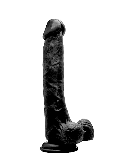 Realistic Cock - 10 Inch - With Scrotum - Black