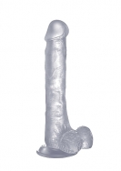 Realistic Cock - 10 Inch - With Scrotum - Transparent