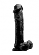 Realistic Cock - 11 Inch - With Scrotum - Black