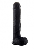 Realistic Cock - 15 Inch - With Scrotum - Black