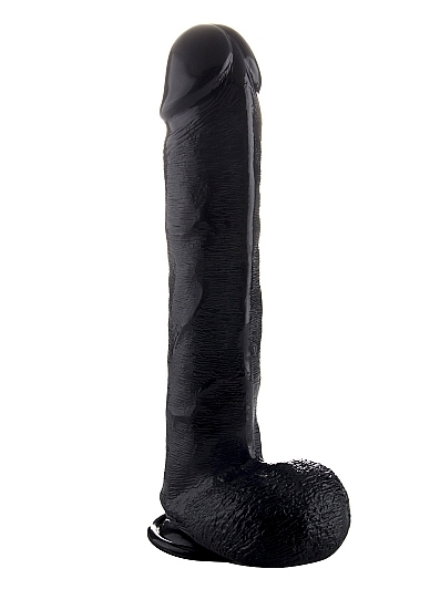 Realistic Cock - 15 Inch - With Scrotum - Black