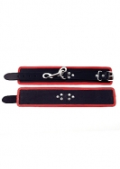 Leather Ankle Cuffs - Black and Red