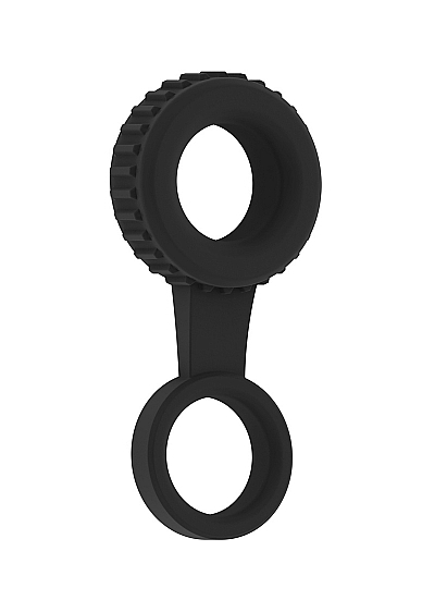 No.47 - Cockring with Ball Strap - Black