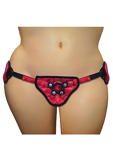 Plus Red Lace with Satin Corsette Strap On