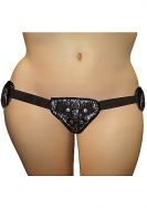 Plus Grey and Black Lace Corsette Strap On