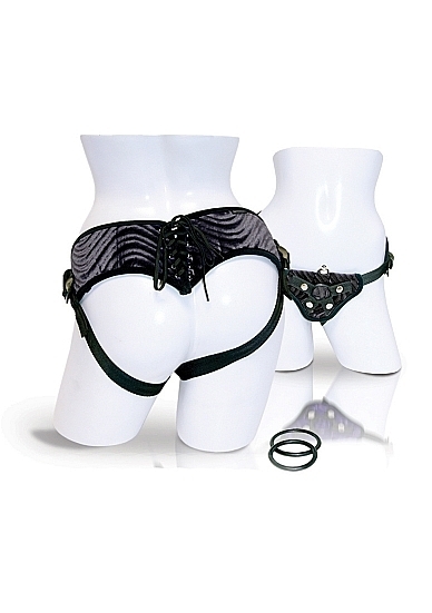 Vibrating Corsette Harness - Black